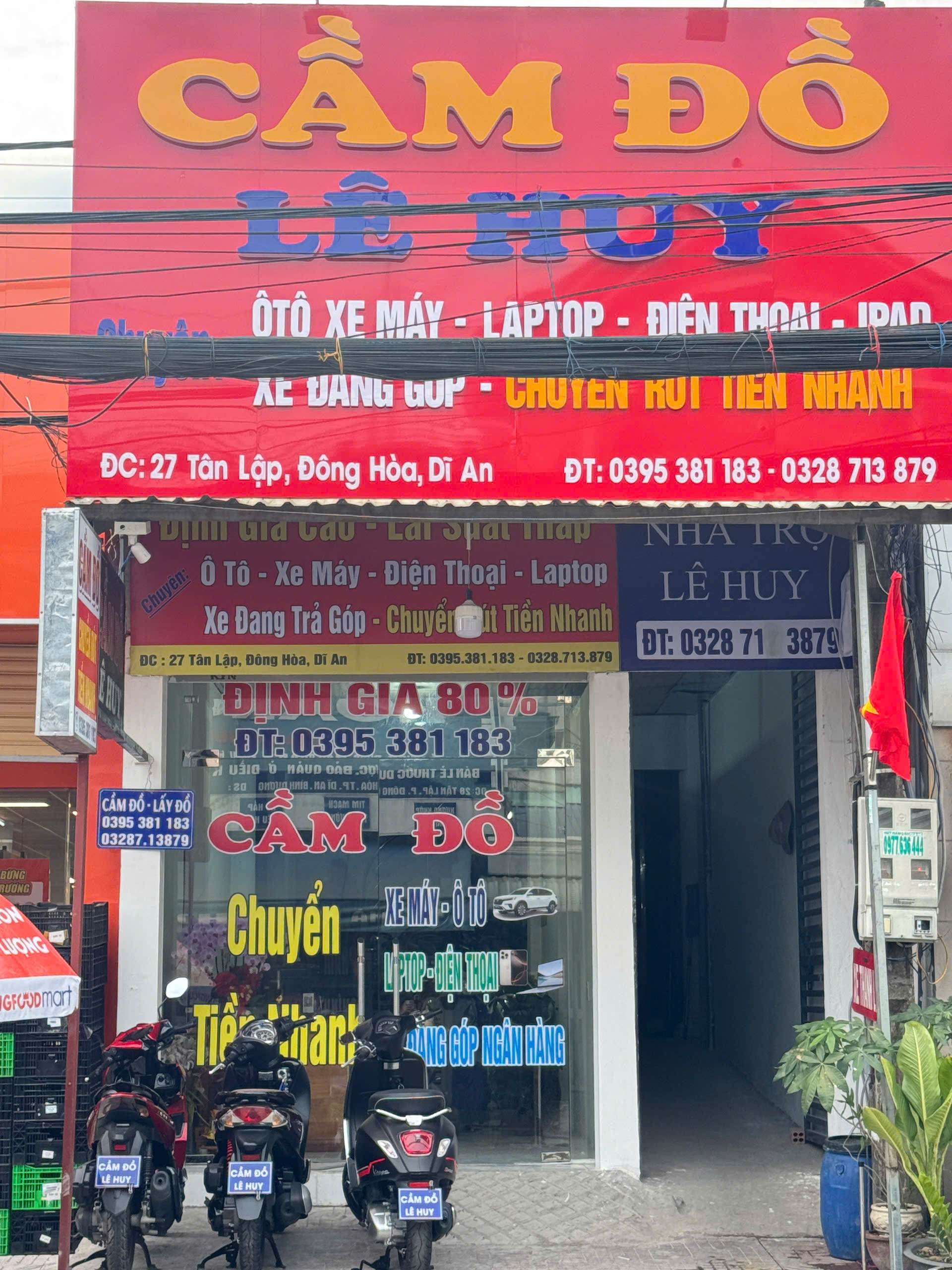 Mặt tiền cửa hàng Cầm Đồ Lê Huy